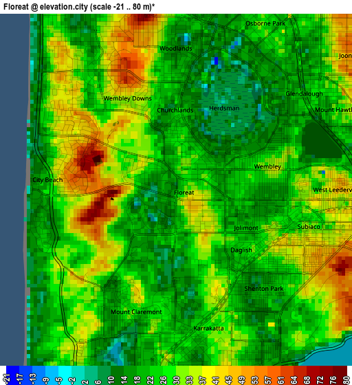 Floreat elevation map