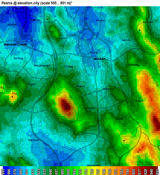 Pearce elevation map