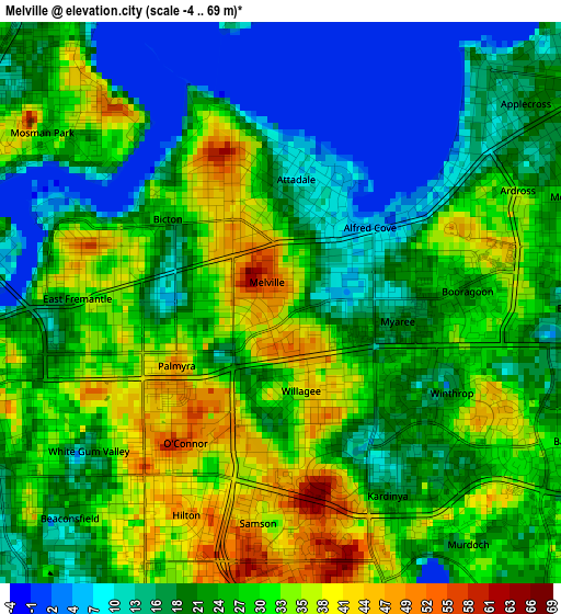 Melville elevation map