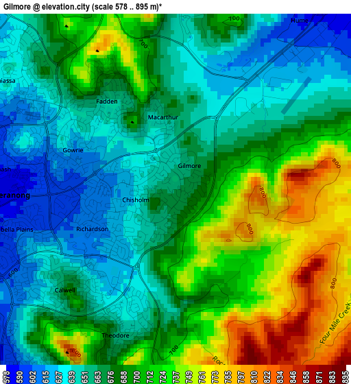 Gilmore elevation map