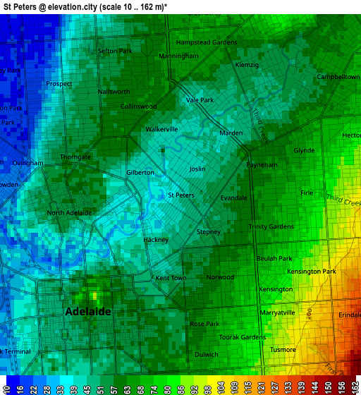 St Peters elevation map