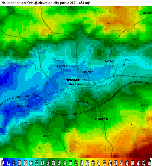 Neustadt an der Orla elevation map