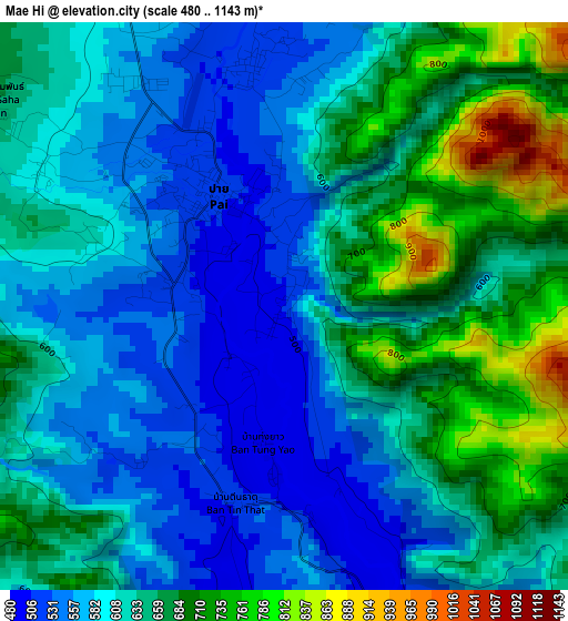 Mae Hi elevation map