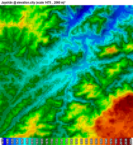 Jayshān elevation map