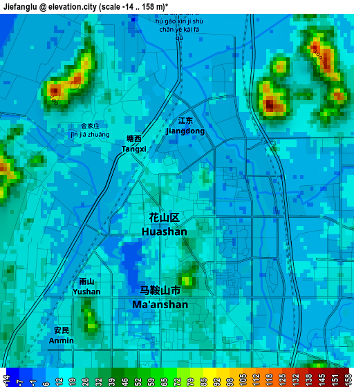 Jiefanglu elevation map