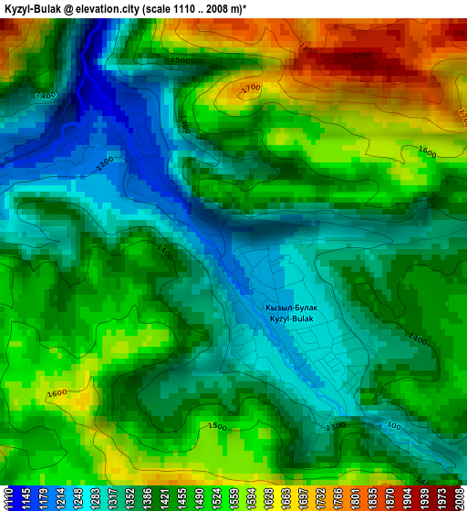 Kyzyl-Bulak elevation map