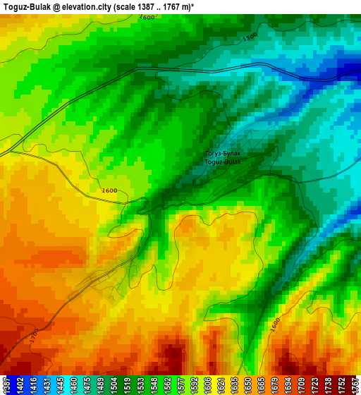 Toguz-Bulak elevation map