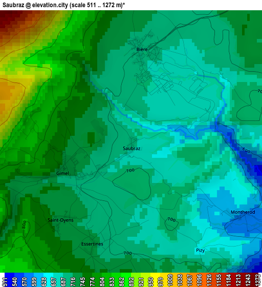 Saubraz elevation map