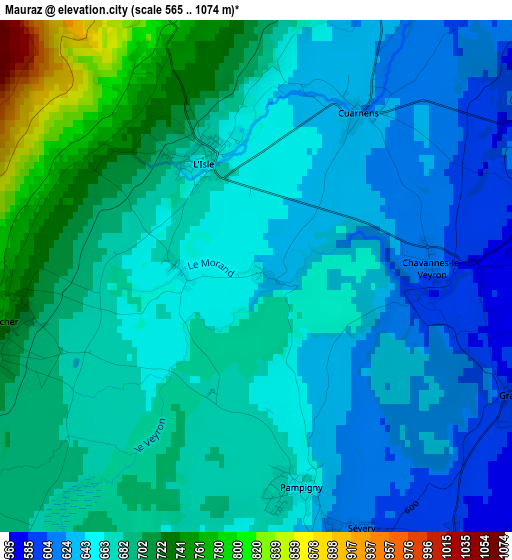 Mauraz elevation map