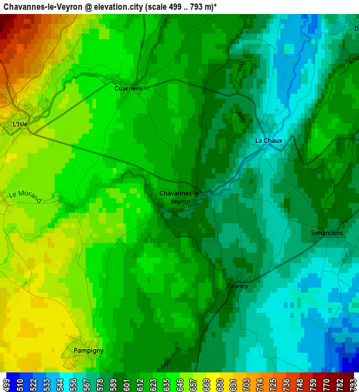 Chavannes-le-Veyron elevation map