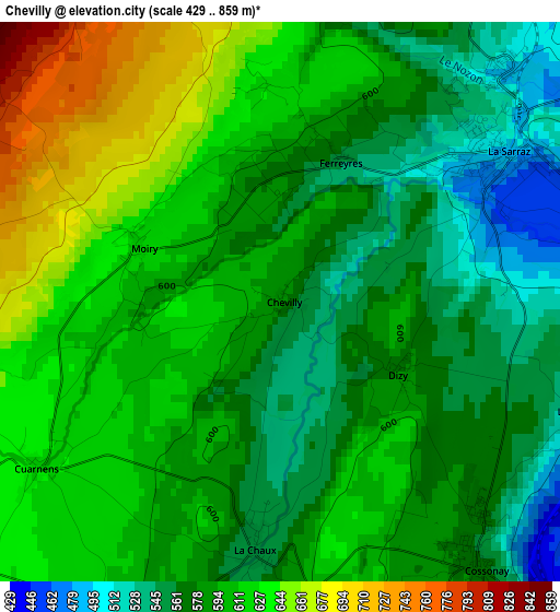 Chevilly elevation map