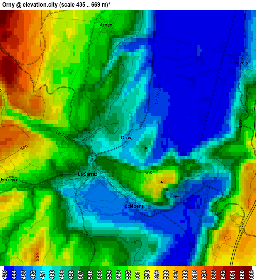 Orny elevation map