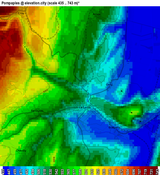 Pompaples elevation map