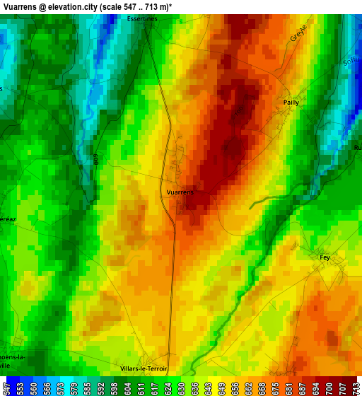 Vuarrens elevation map