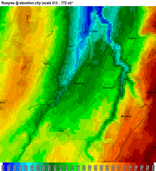 Rueyres elevation map