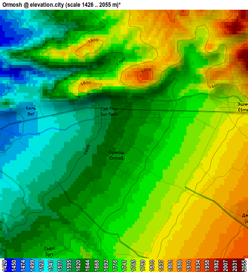 Ormosh elevation map