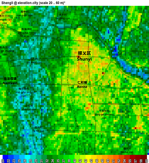 Shengli elevation map