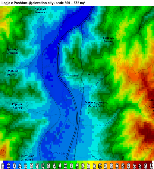 Lagja e Poshtme elevation map