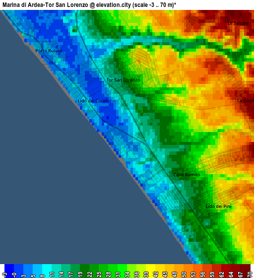 Marina di Ardea-Tor San Lorenzo elevation map