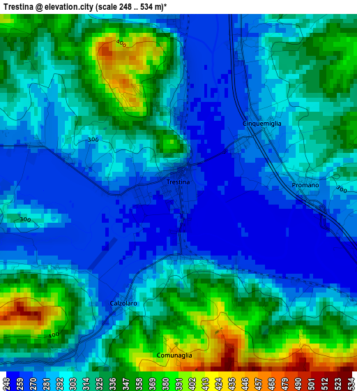 Trestina elevation map