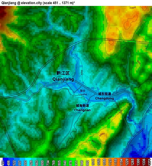 Qianjiang elevation map