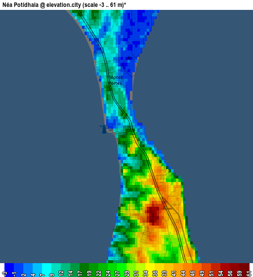 Néa Potídhaia elevation map