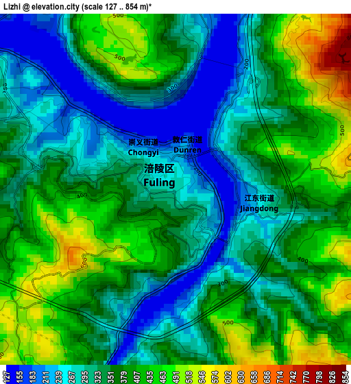 Lizhi elevation map