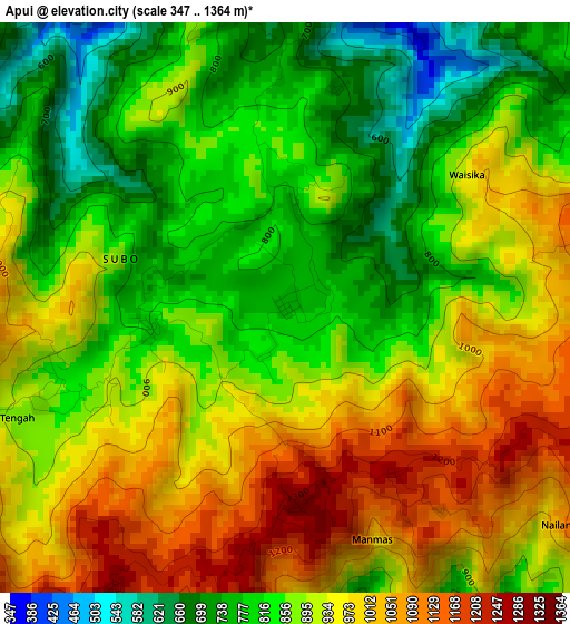 Apui elevation map