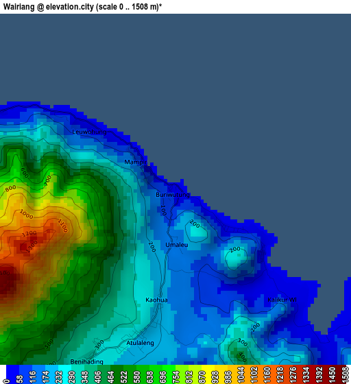 Wairiang elevation map