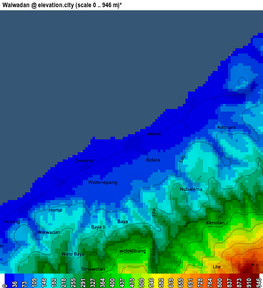 Waiwadan elevation map