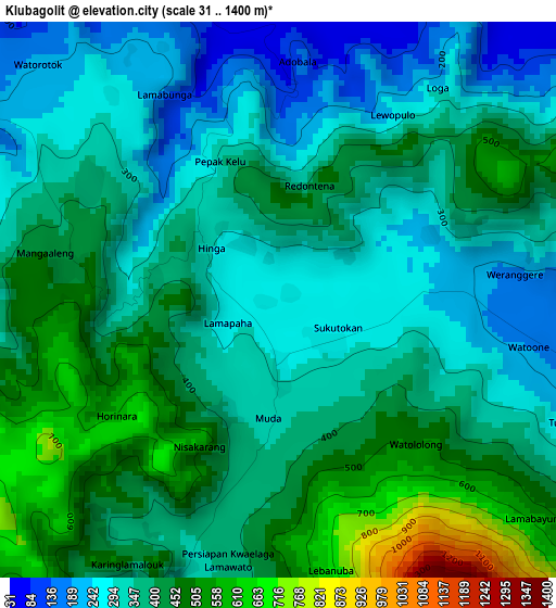 Klubagolit elevation map