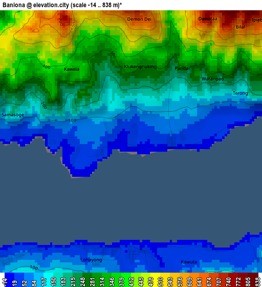 Baniona elevation map