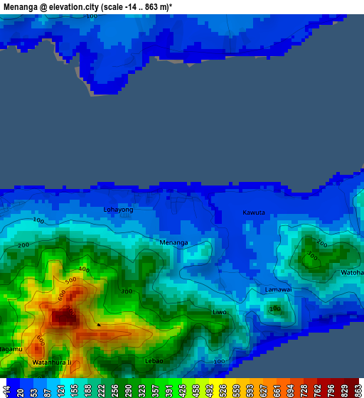 Menanga elevation map