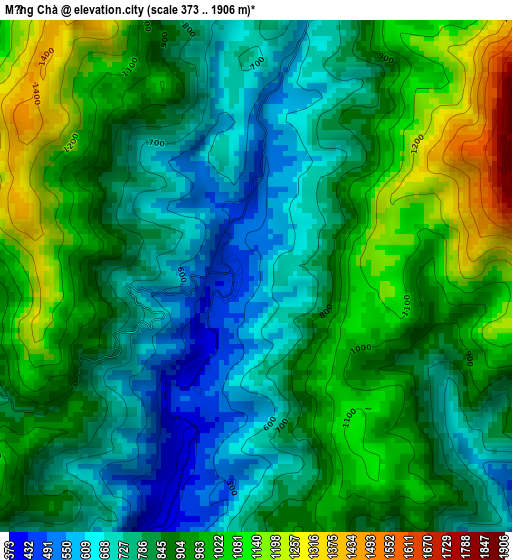 Mường Chà elevation map