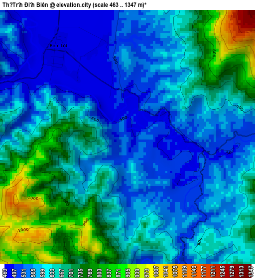 Thị Trấn Điện Biên elevation map