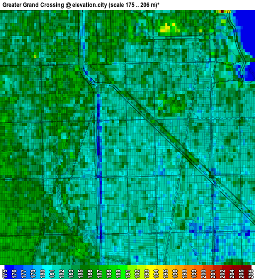 Greater Grand Crossing elevation map