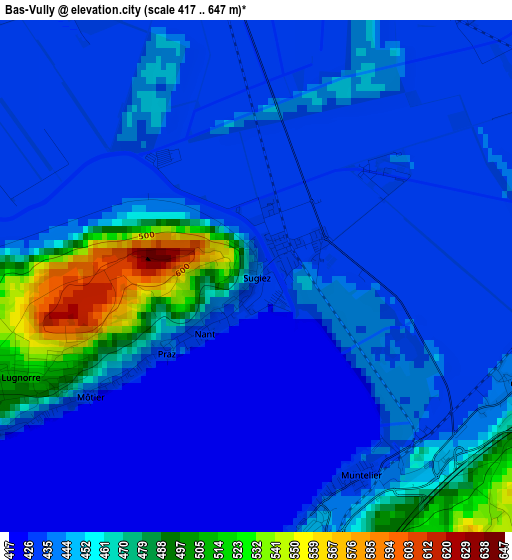 Bas-Vully elevation map