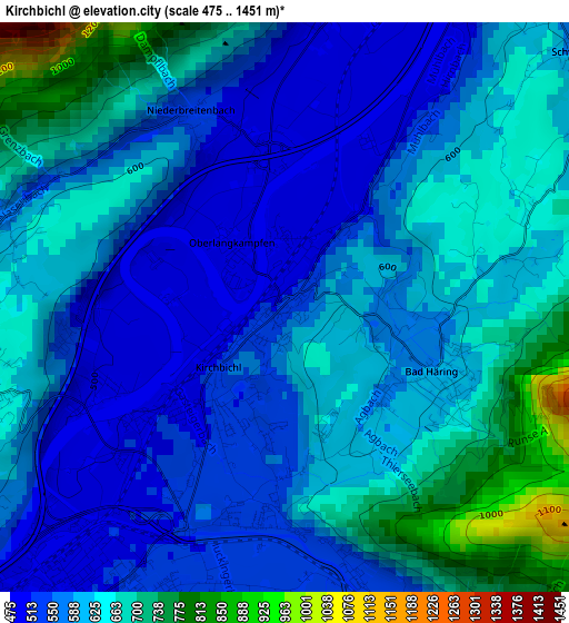 Kirchbichl elevation map