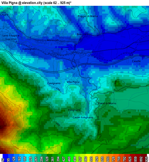 Villa Pigna elevation map