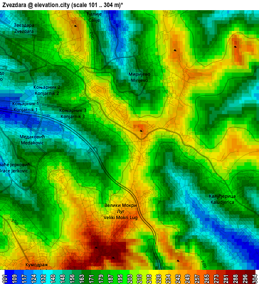 Zvezdara elevation map