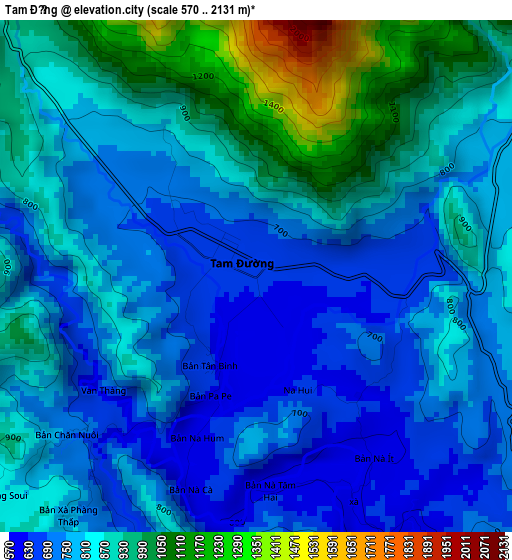 Tam Đường elevation map