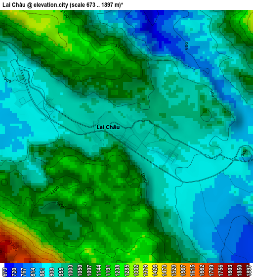 Lai Châu elevation map