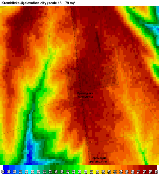 Kremidivka elevation map