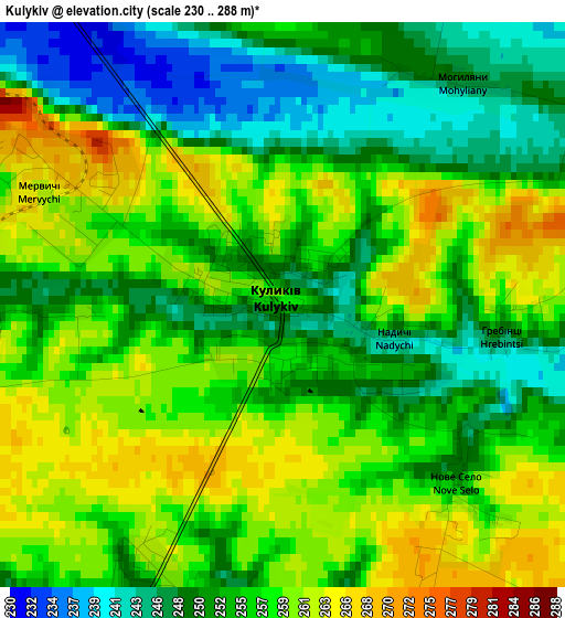 Kulykiv elevation map