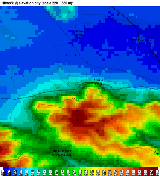 Hlyns'k elevation map