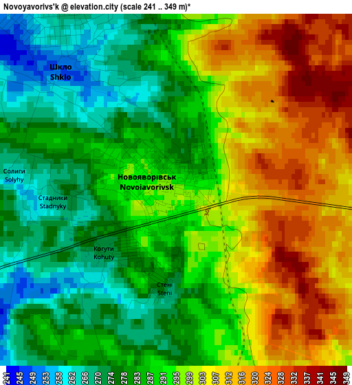 Novoyavorivs'k elevation map