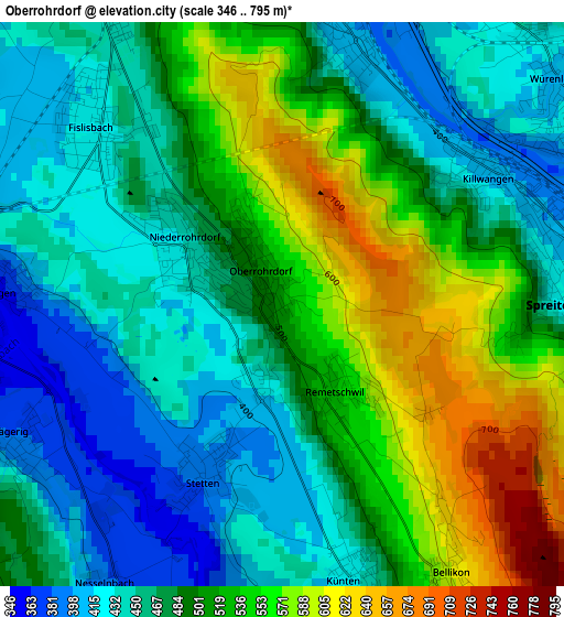 Oberrohrdorf elevation map