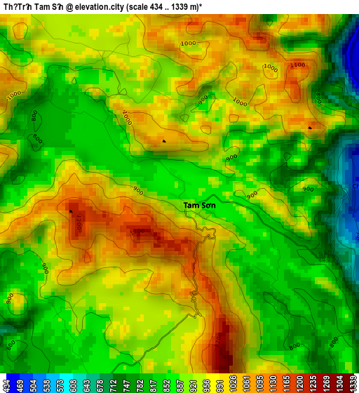 Thị Trấn Tam Sơn elevation map