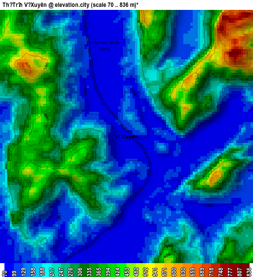 Thị Trấn Vị Xuyên elevation map