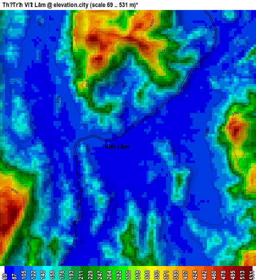 Thị Trấn Việt Lâm elevation map